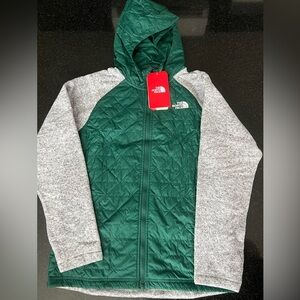 The North Face Kids Quilted Sweater Fleece Hoodie Night Green